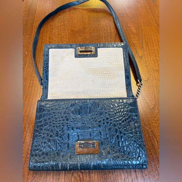 Kate Spade Black Croc Embossed Crossbody Bag Purse - Picture 3 of 11